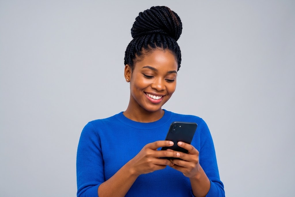 A customer checking their EasiGateway balance on a phone